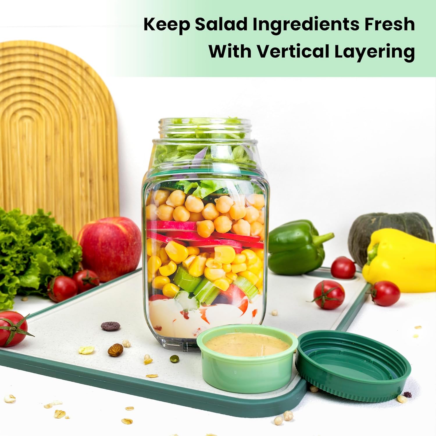 Meal Prep Jar Salad - Confezione da 2 Contenitori per Insalata