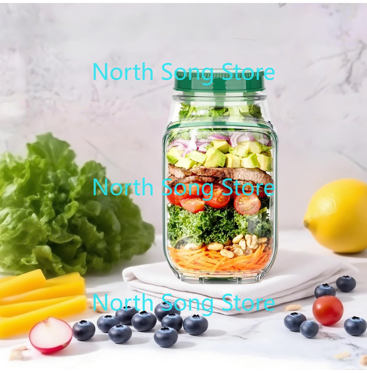 Meal Prep Jar Salad - Nuovo Contenitore per Insalata con Apertura