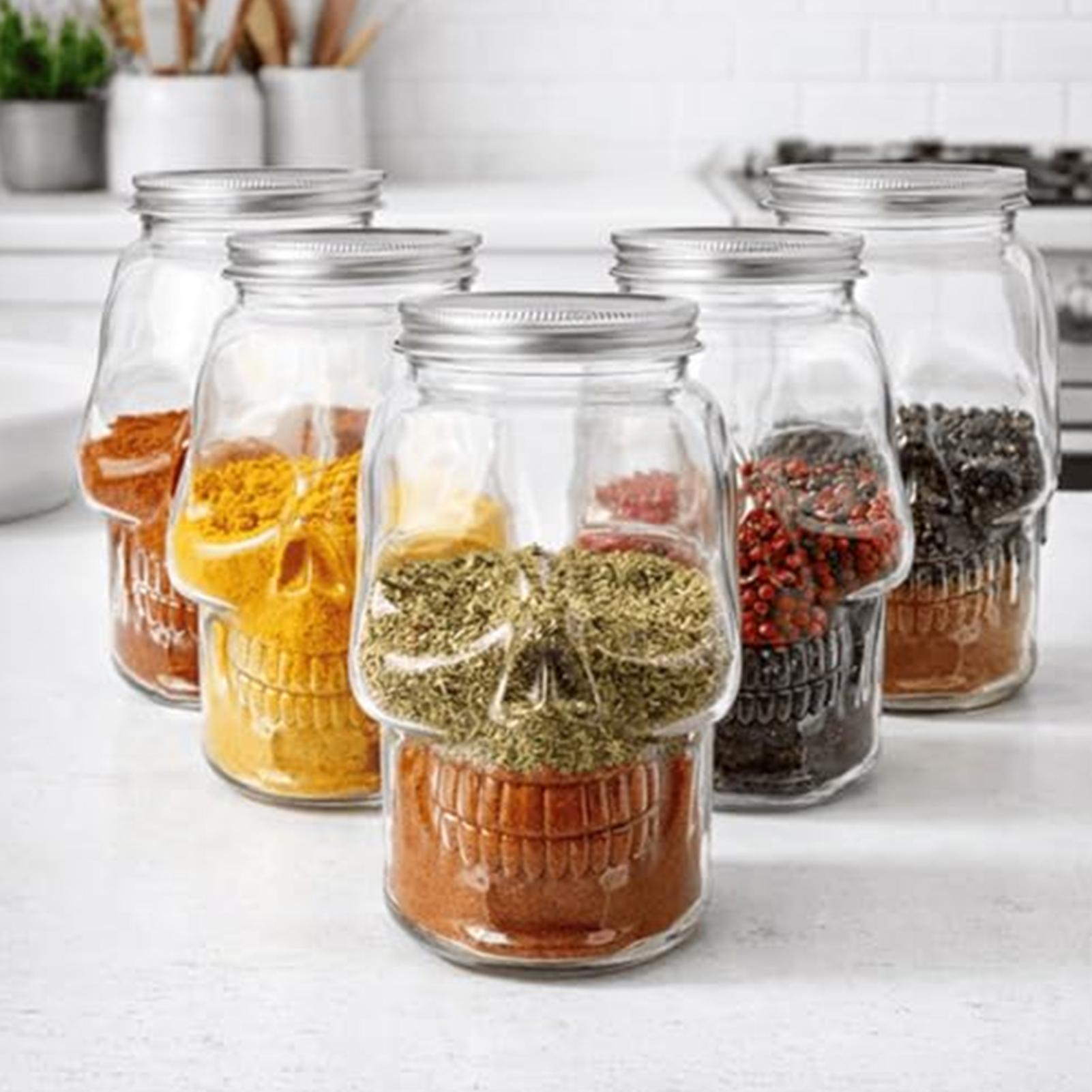 Meal Prep Jar Salad - Barattoli trasparenti a forma di teschio