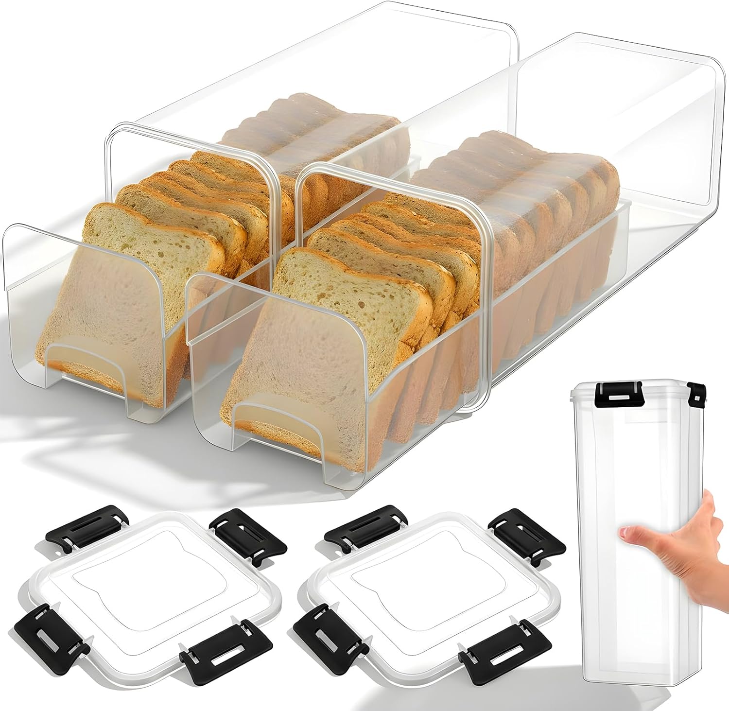 Meal Prep Container - Contenitore per Pane con Coperchio Ermetico,