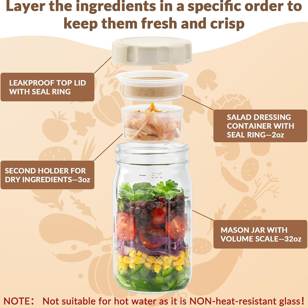 Barattoli in Vetro per Insalat - Meal Prep Jar Salad recensione e prezzo